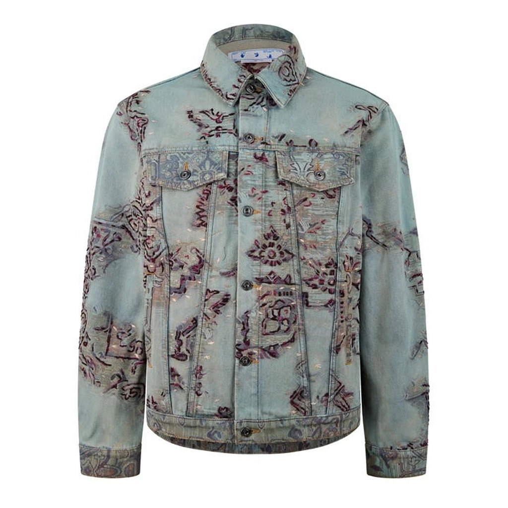 Off White Tapestry Denim Jacket - Multi